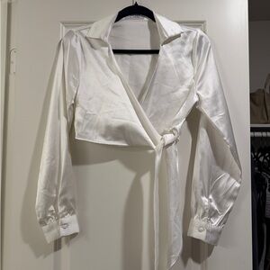 Elegant White Wrap Blouse